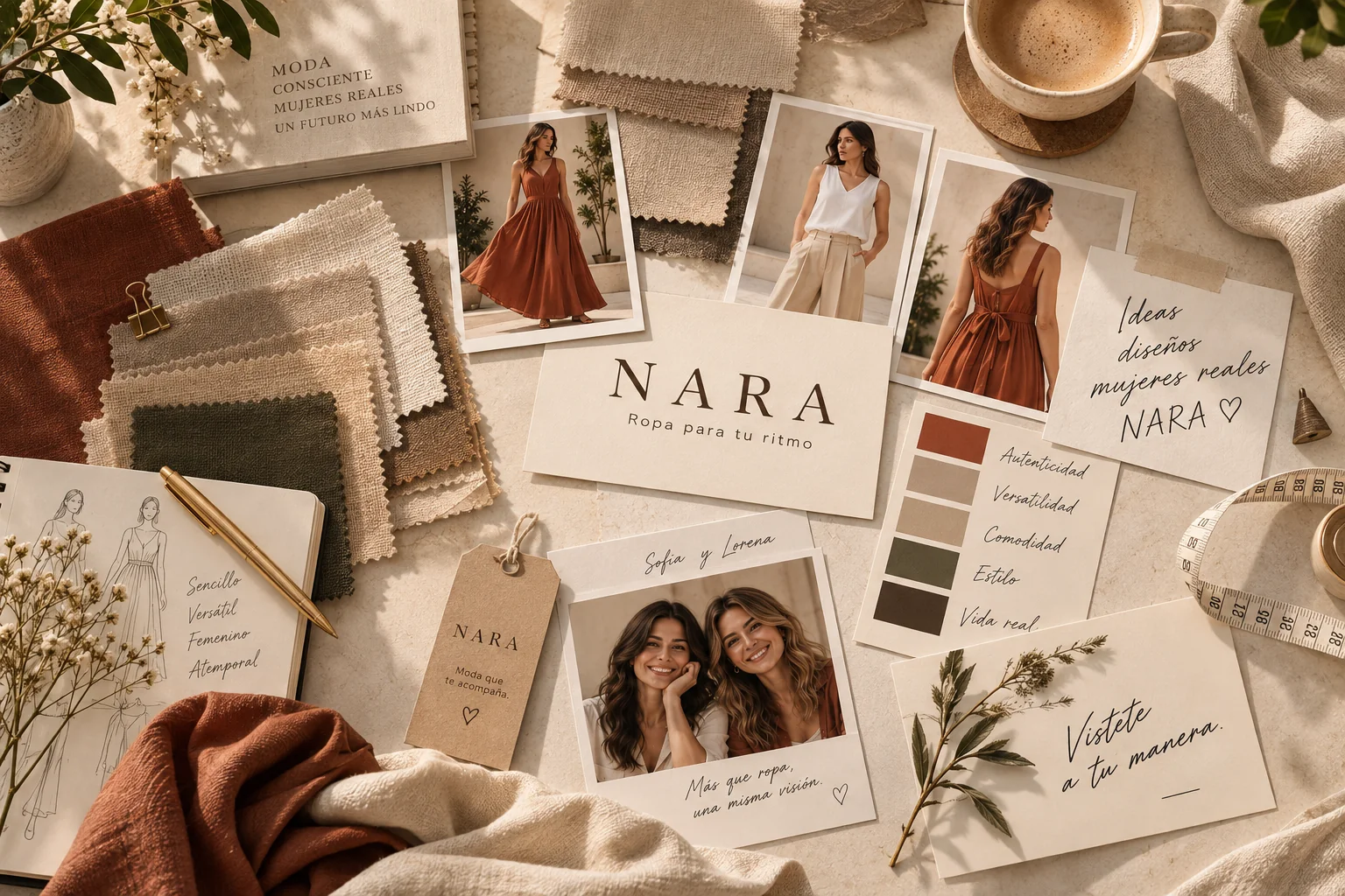 Moodboard de materiales y concepto de NARA